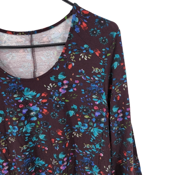 Hill Dresses Hill Womens Floral Seamed Knit Trapeze